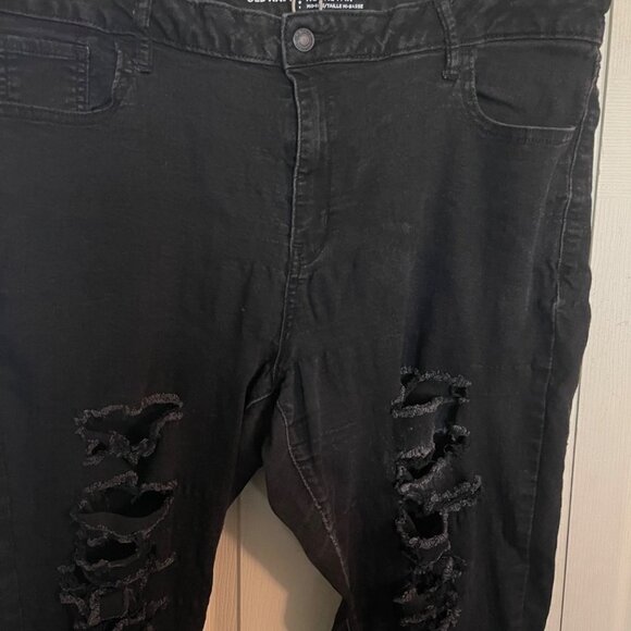 Old Navy Womens Black Distressed Mid-Rise Rockstar Skinny Jeans Plus Size 20 - Picture 7 of 8